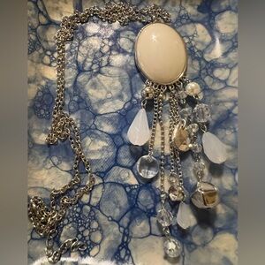 Paparazzi Silver and White Dangle Necklace